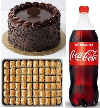 Hediye Tatlı Paketi: Çikolatalı Pasta Baklava ve Cola Seti